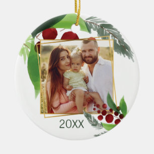 Le houx s'embranche ornement de Noël de photo