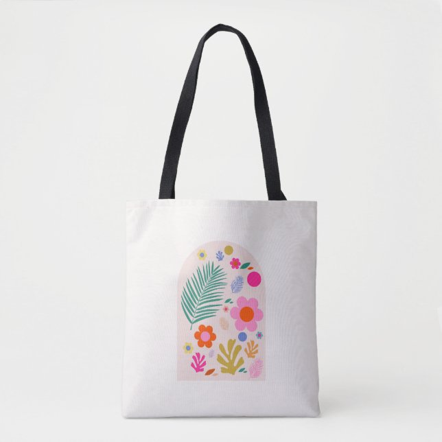 Le Jardin 04 Retro Flowers Modern Floral Tote Bag (Front)
