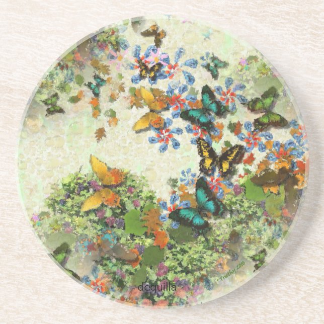 Le JARDIN de PAPILLON boit des dessous de verre (Devant)
