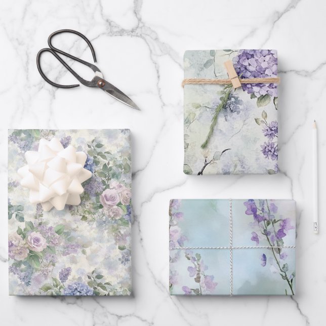 Le Jardin (the garden) Pretty Floral Wedding Wrapping Paper Sheet (Front)