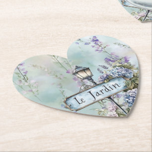 Le Jardin (the garden) Pretty Purple Flowers Paper Coaster