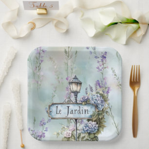 Le Jardin (the garden) Pretty Purple Flowers  Paper Plate