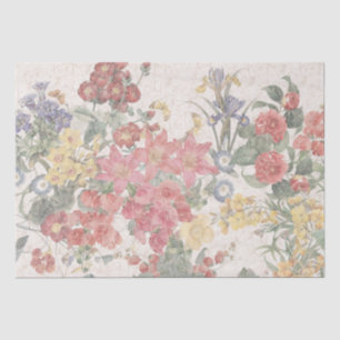 Le jardin vintage coloré fleurit le papier de soie