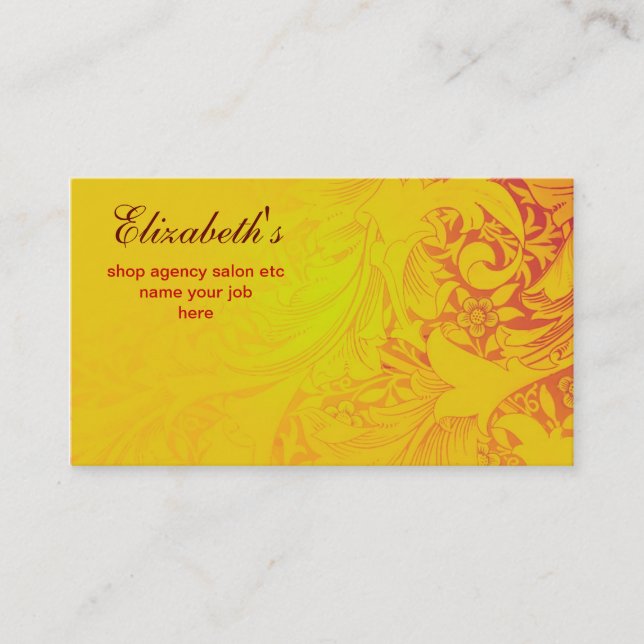le jaune modelé fleurit le carte de visite (Devant)