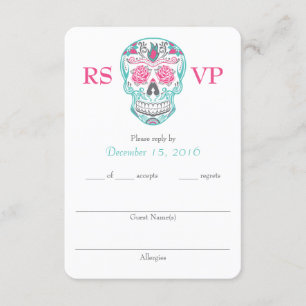 Le jour du crâne mort RSVP de sucre carde 3,5" x