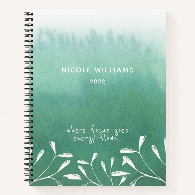Le journal tendance Seafoam Green Ombre Watercolor (Devant)