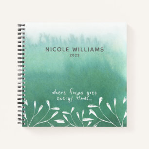 Le journal tendance Seafoam Green Ombre Watercolor