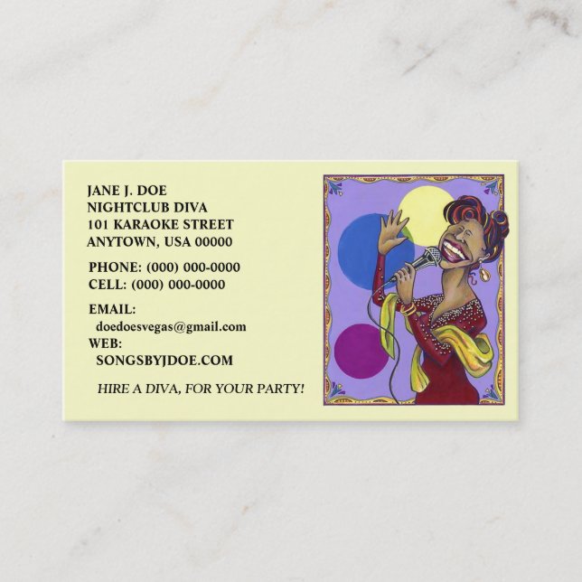 LE KARAOKE CHANTENT LE CARTE DE VISITE DE DIVA DE (Devant)
