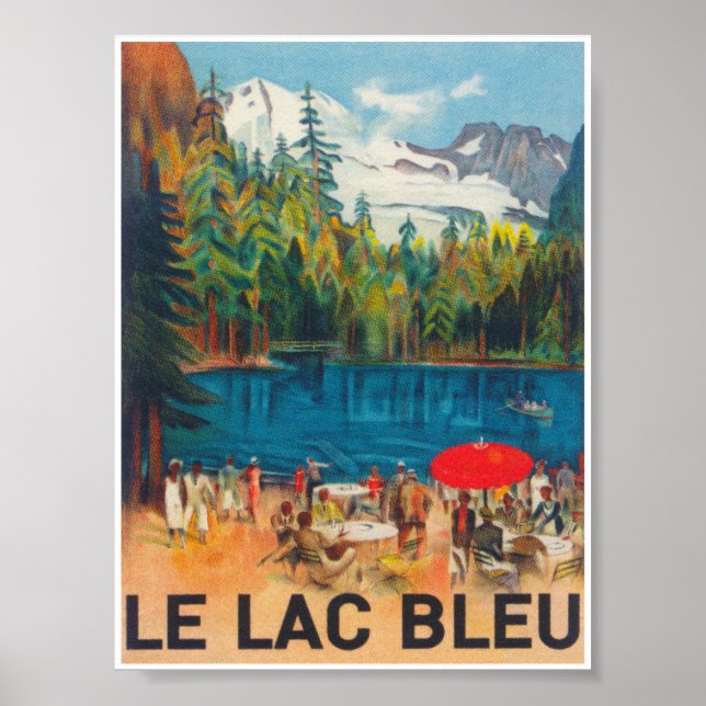 Le Lac Bleu Switzerland Vintage Travel Poster (Front)