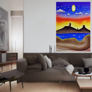 Le lac dans le désert   AI Art Poster