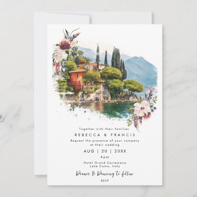 Le lac de Côme, Italie faire-part de mariage flora (Devant)