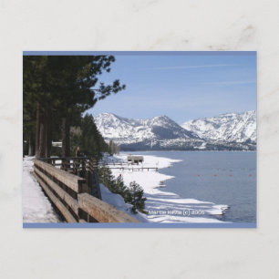 Le lac Tahoe en neige   Carte postale Blue Beach S