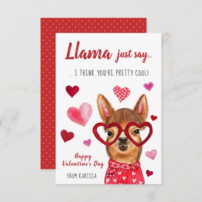 Le lama indiquent juste la carte de Saint-Valentin (Devant / Derrière)