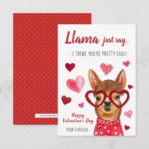 Le lama indiquent juste la carte de Saint-Valentin