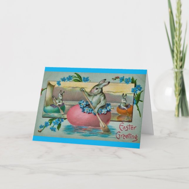 Le lapin de Pâques Vintage dans une carte de voeux (Devant)