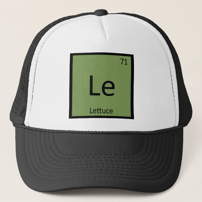 Le - Lettuce Vegetable Chemistry Periodic Table Trucker Hat (Front)