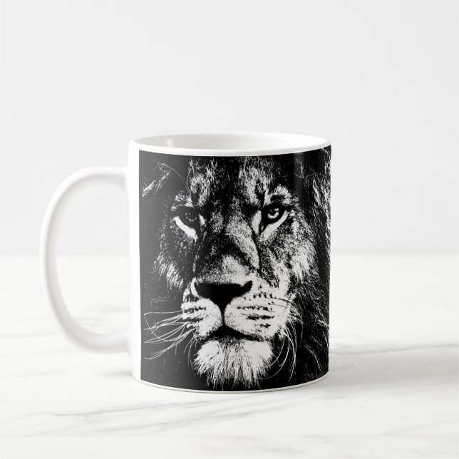 Le Lion De Tasse De Café Face Au Roi Animaux Modèl (Gauche)