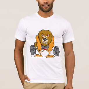 Le lion Lifing pèse le T-shirt des hommes