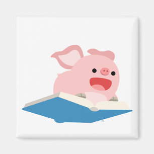 Le livre volant et le aimant de cochon de dessin