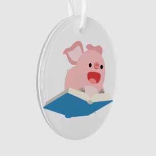 Le livre volant et l'ornement acrylique de cochon 