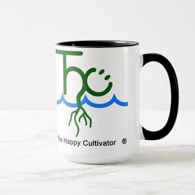 Le logo heureux de la tasse 2x de cultivateur (Droite)