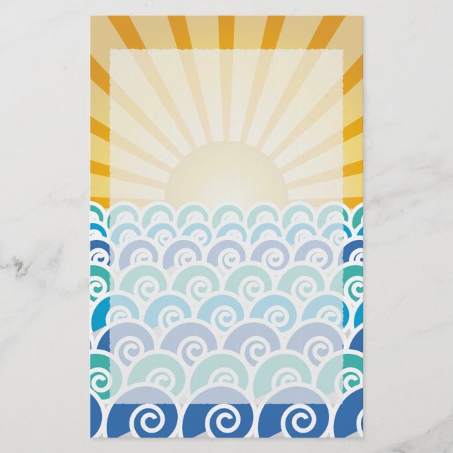 Le long de la papeterie de bleu de vagues (Devant)