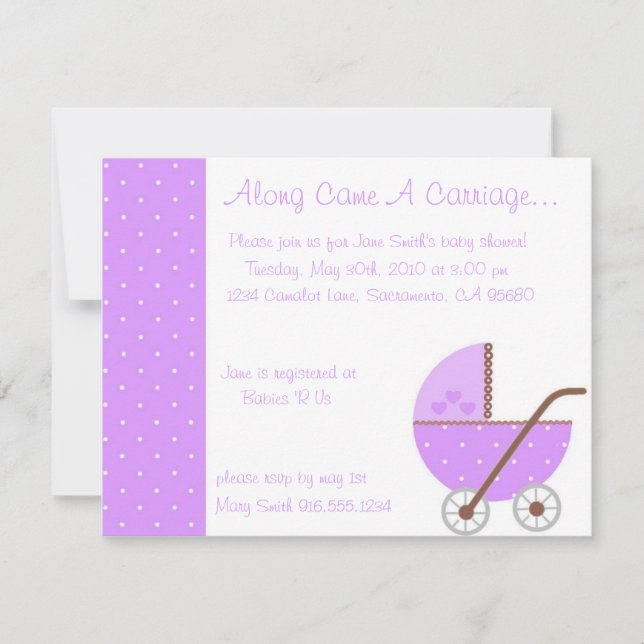 Le Long Est Venu Une Invitation De Baby shower Pur (Devant)