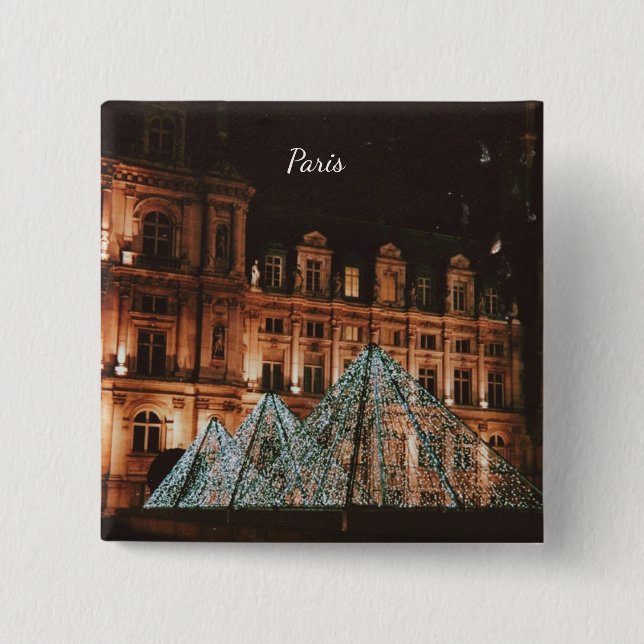 Le Louvre, Paris, France 2 Inch Square Button (Front)