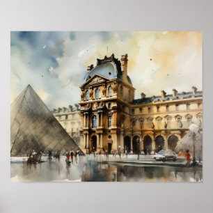 Le Louvre Paris France Paysage Art Imprimer Poster