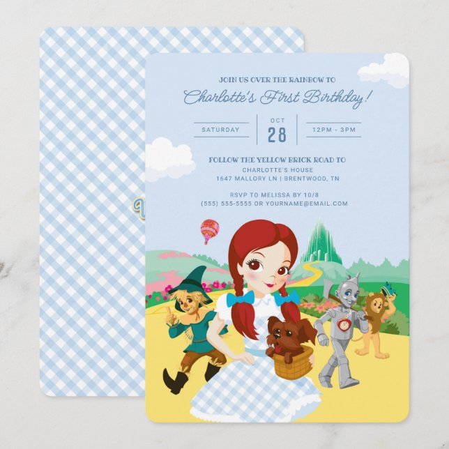 Le magicien d'Oz Invitation d'anniversaire (Devant / Derrière)