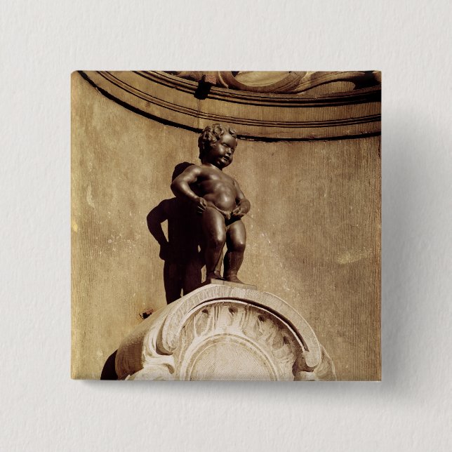 Le Mannequin Pis, 1619 2 Inch Square Button (Front)