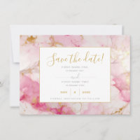 Le marbre rose et or enregistrer la carte de date