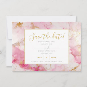 Le marbre rose et or enregistrer la carte de date