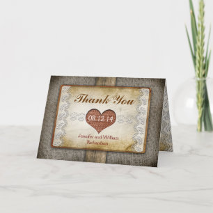 le mariage rustique vous remercient des cartes