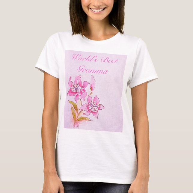 Le meilleur T-shirt rose de lis de Gramma du monde (Devant)
