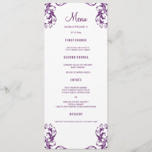 Le menu de dîner de mariage carde le style de
