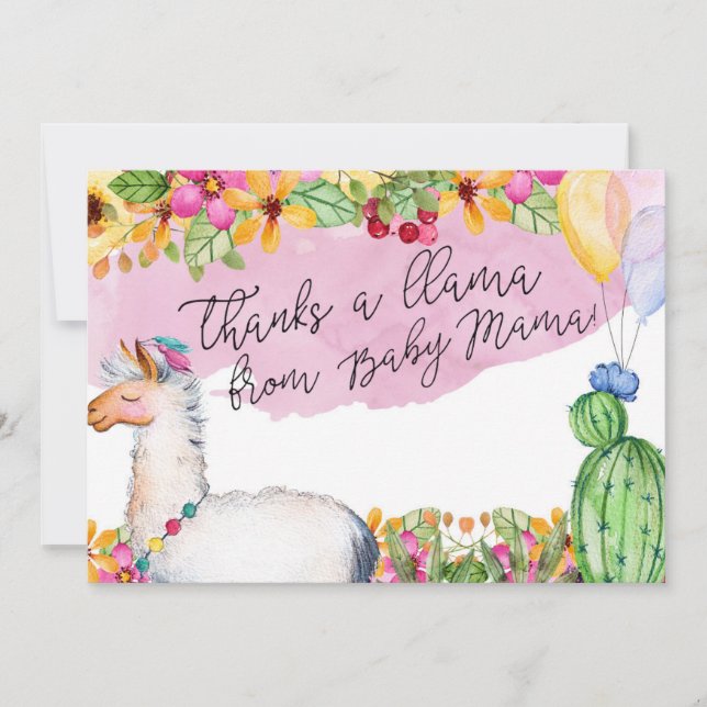 Le Merci remercie un lama de maman Card de bébé (Devant)