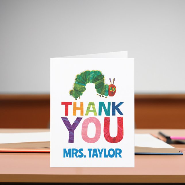 Le Merci très affamé de la Caterpillar (Thank you card on table)