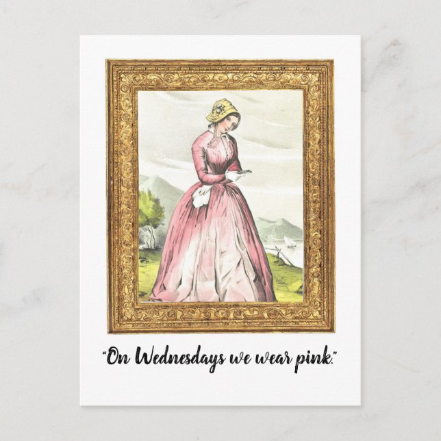 "Le Mercredi On Porte Du Rose" Carte Postale Drôle (Devant)