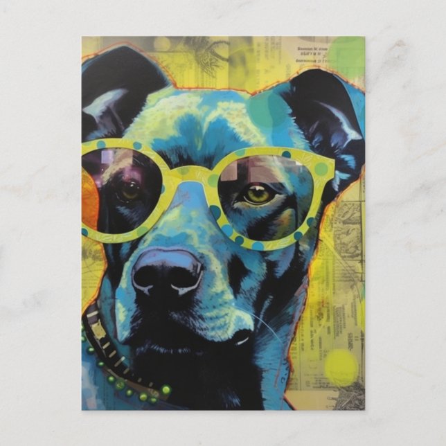 Le mignon chien en lunettes carte postale (Devant)