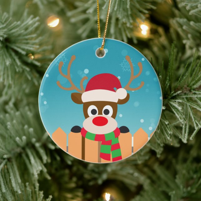 Le mignon Rudolph Le renne du nez rouge | Ornement (Arbre)