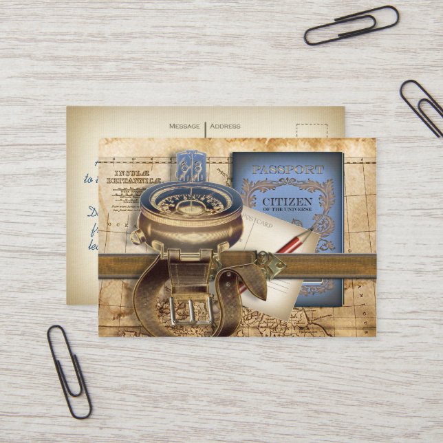 Le mini carte de visite de carte postale de (Devant/Arrière en situation)