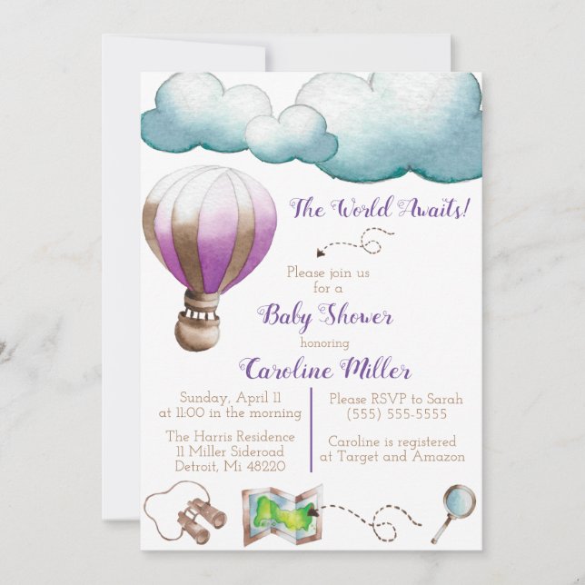 Le monde attend ! Invitation baby shower (Devant)
