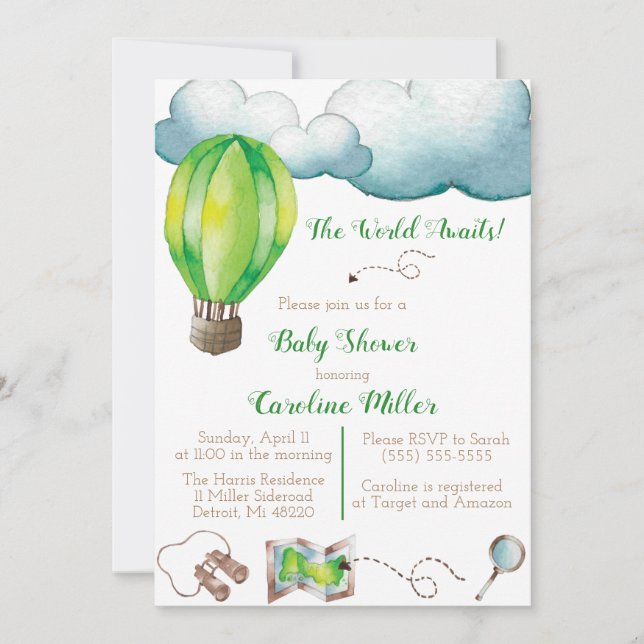 Le monde attend ! Invitation baby shower (Devant)