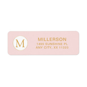 Le monogramme rougissent l'adresse de retour d'or