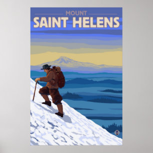 Le Mont Saint Helens - grimpeur - affiche de