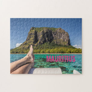 Le Morne Brabant Mauritius view from boat at sea Jigsaw Puzzle