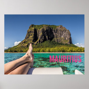 Le Morne Brabant Mauritius view from boat at sea Poster