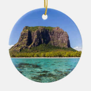 Le Morne Brabant Mauritius with sea panoramic Ceramic Ornament