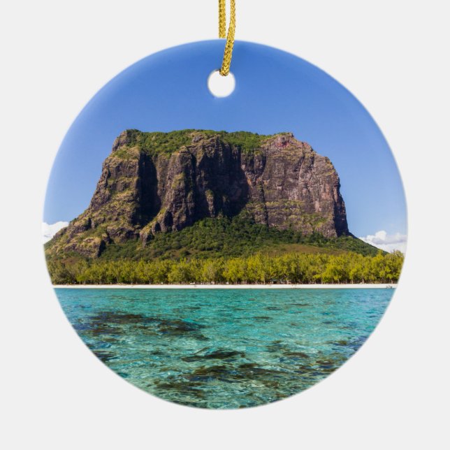 Le Morne Brabant Mauritius with sea panoramic Ceramic Ornament (Front)